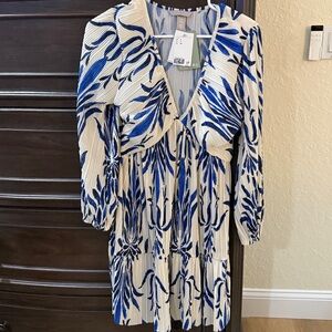 H&M Blue and White Floral Dress
